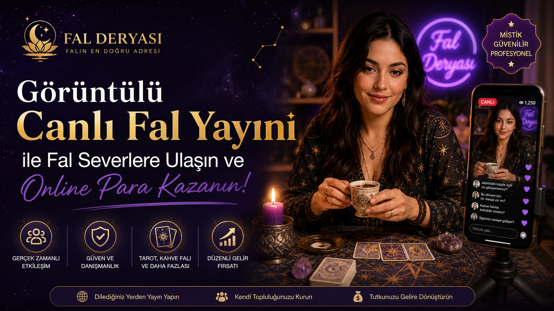 Görüntülü Canlı Fal Yayını ile Fal Severlere Ulaşın ve Online Para Kazanın